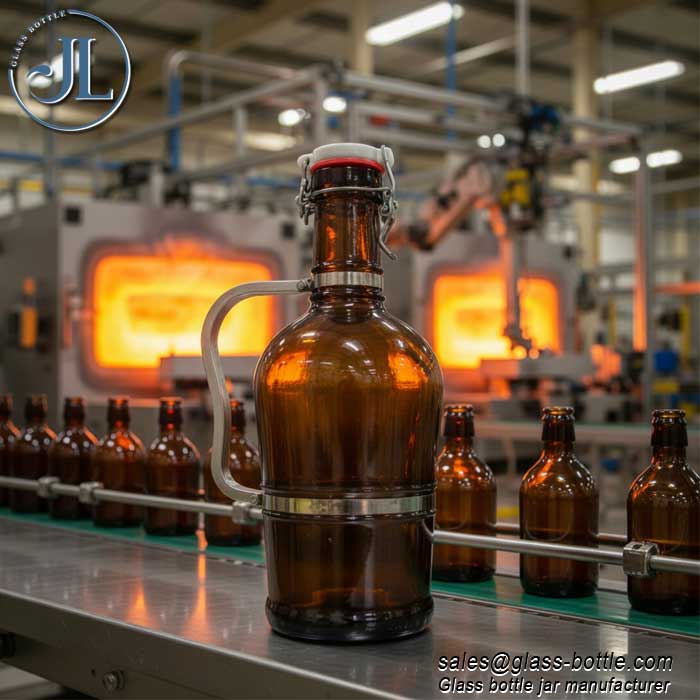 2L Brown Swing Top Growler from factory