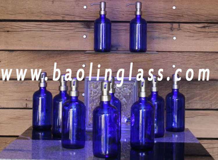 30ml Cobalt Blue Glass Bottle with Lotion Pump factory: Baolinglass.com