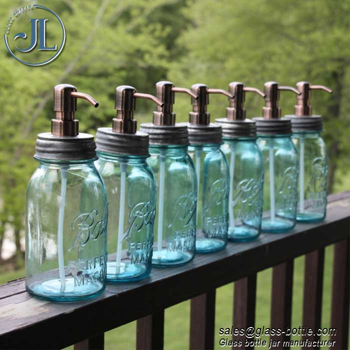 Mason Jar Soap Dispenser bottle with Copper Metal Pump
