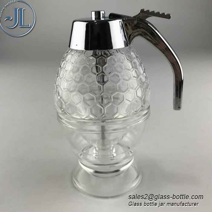 Honey Jar with A Lid with A Metal Dispencer for Honey