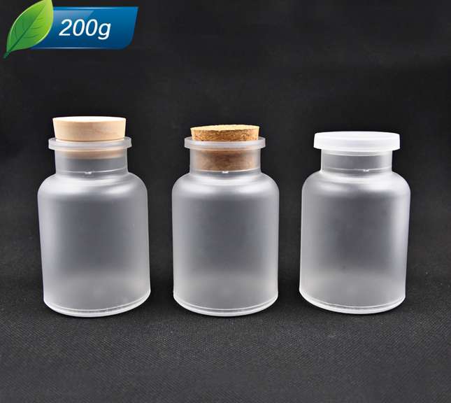 100ml 200ml 300ml ABS glass bath salts jar with wooden lids and spoon