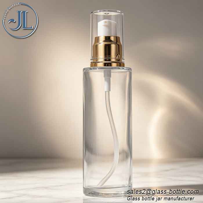 100ml glass lotion bottle with pump sprayer