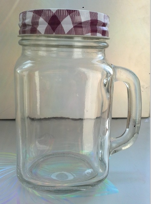 16oz glass mason jar with handle