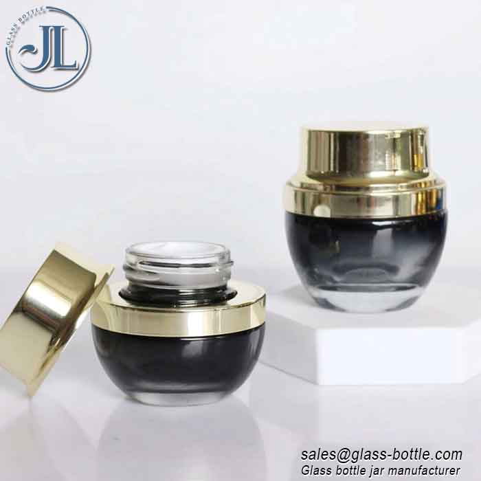 20g black glass cosmetic cream jar makeup