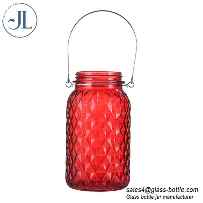 Colored Embossed Creative Candle Holders with Hanging Ring