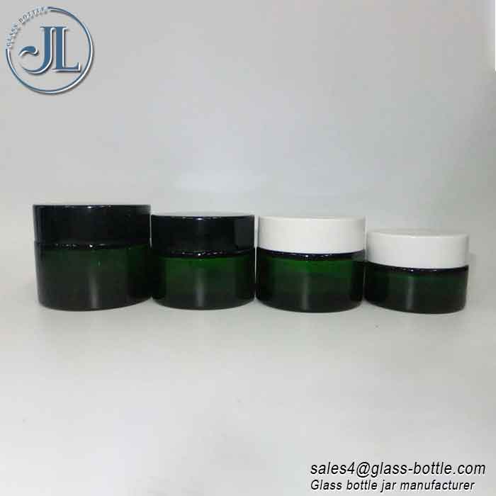Refillable UV Protection Matte Dark Green Glass Cream Container