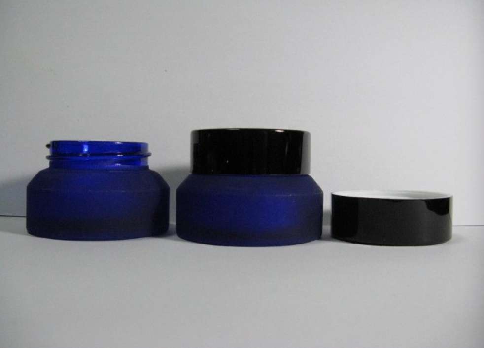 30g Blue Frosted Glass Cosmetic Cream Jars
