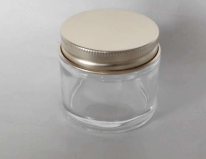 70g glass cosmetic jar with golden aluminum cap for horse oil