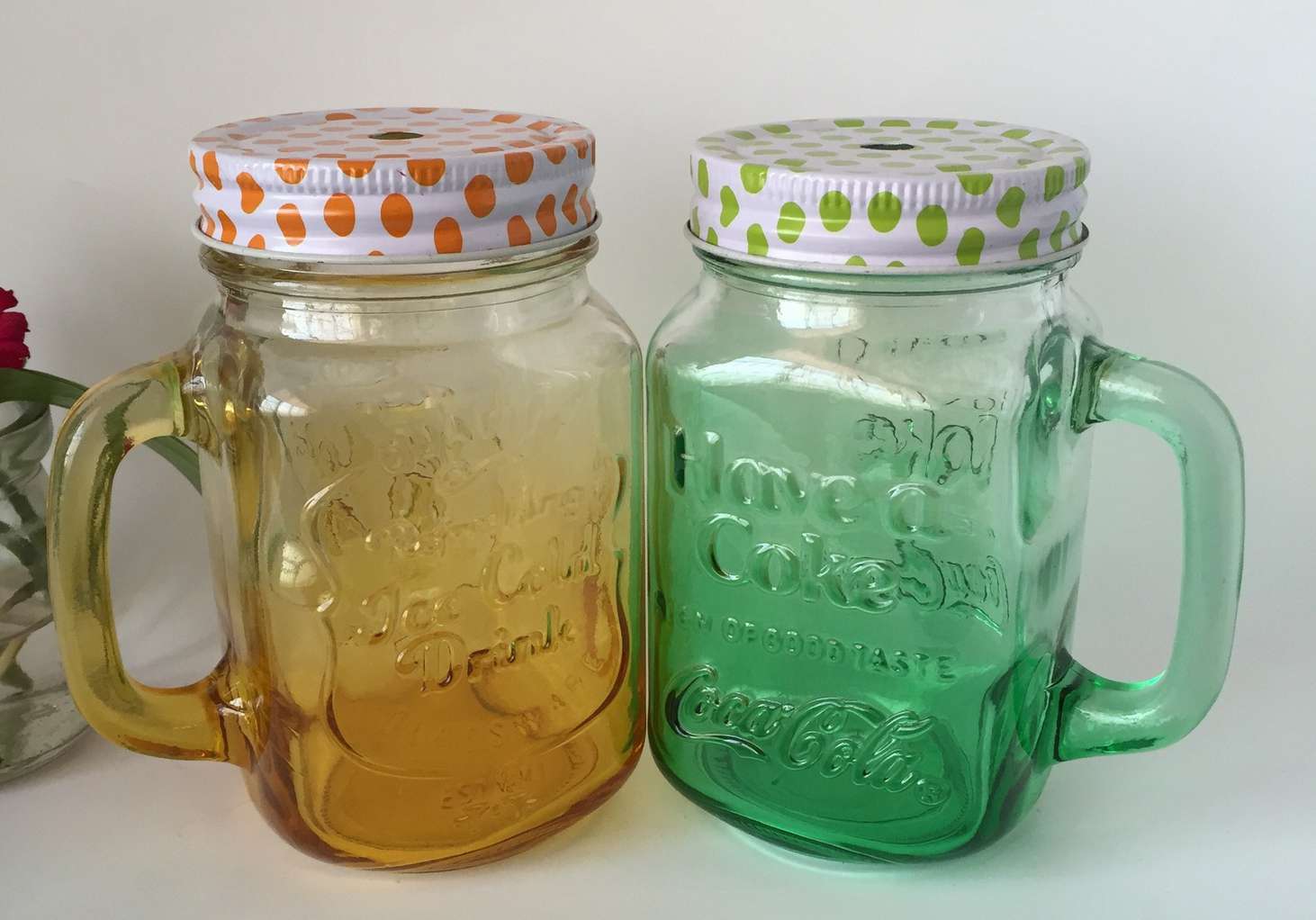 400ml glass mason jars with lid and straw
