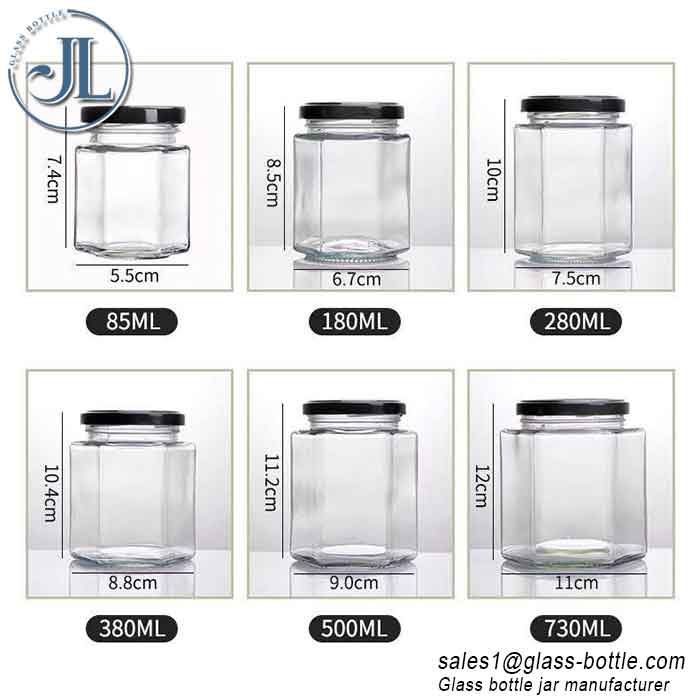 hexagonal glass honey jar