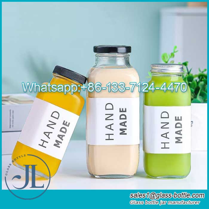 French Square Glass Bottle with Lid