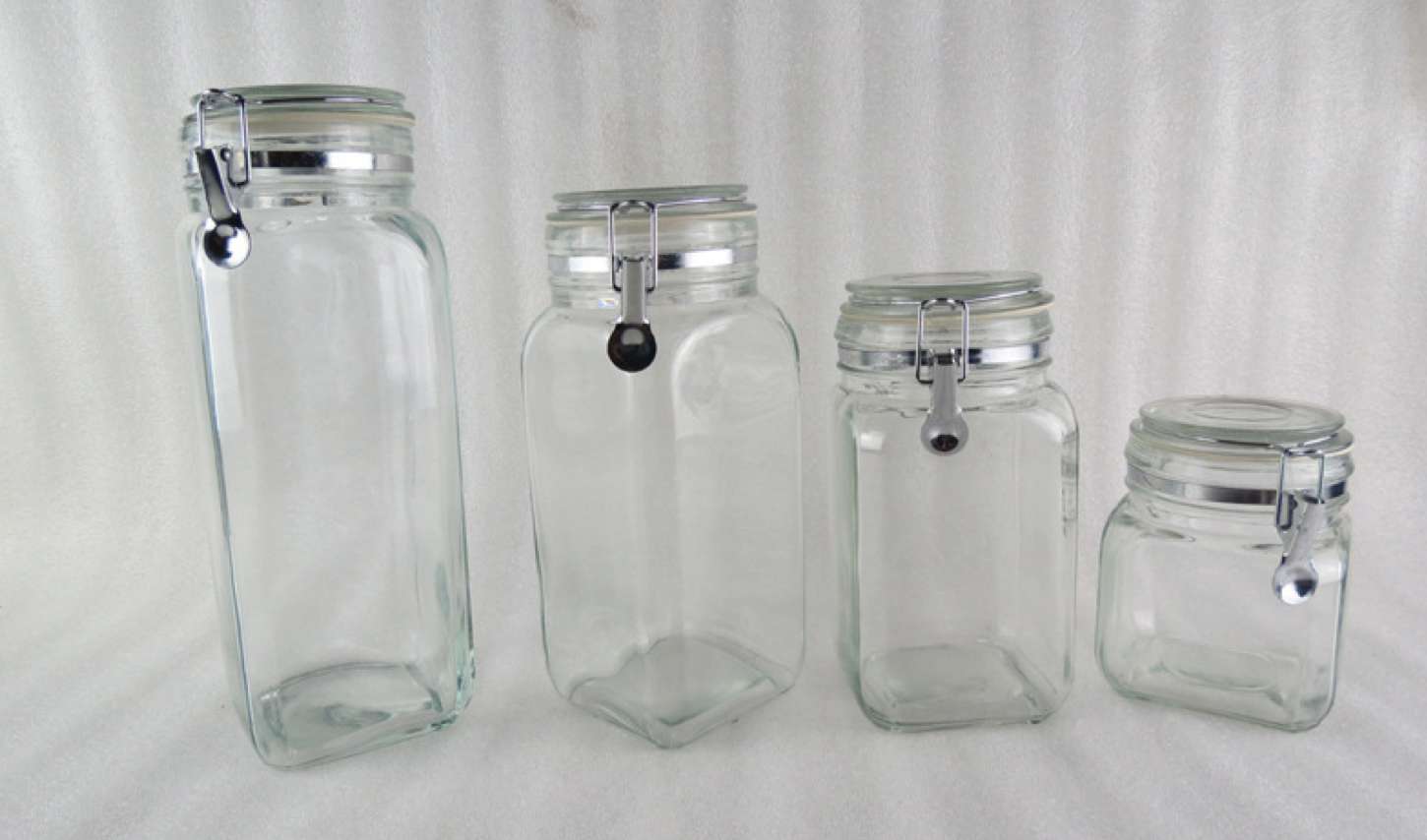 High quality hot selling hermetic food clip top clear glass jar