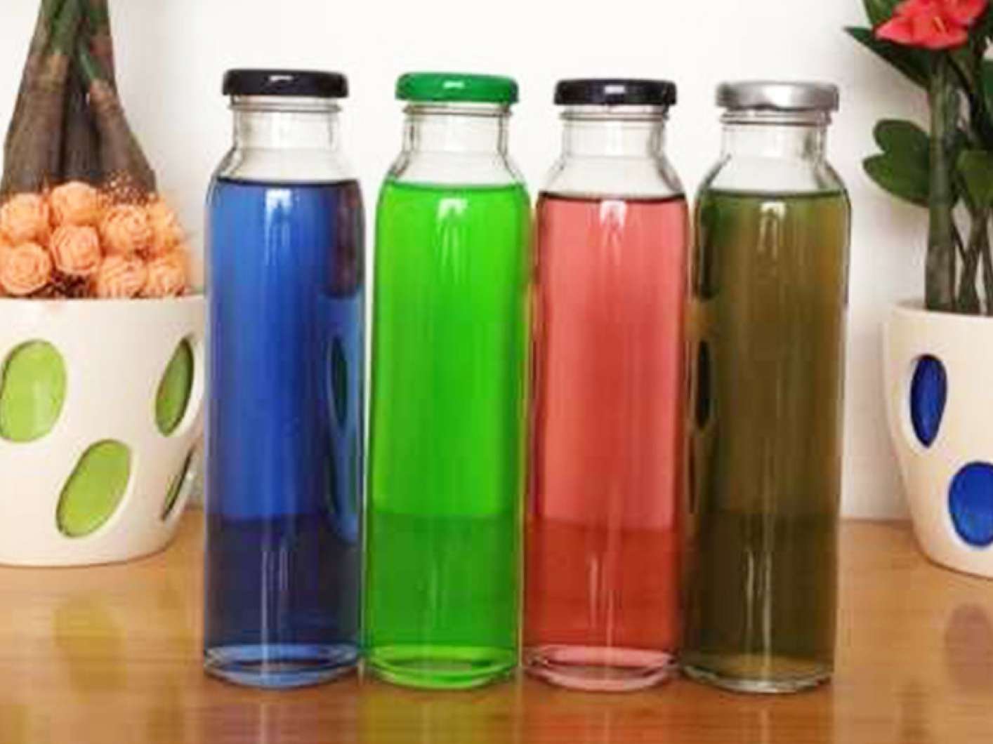 300ml 10oz Cylinder Glass Juice Beverage Bottle