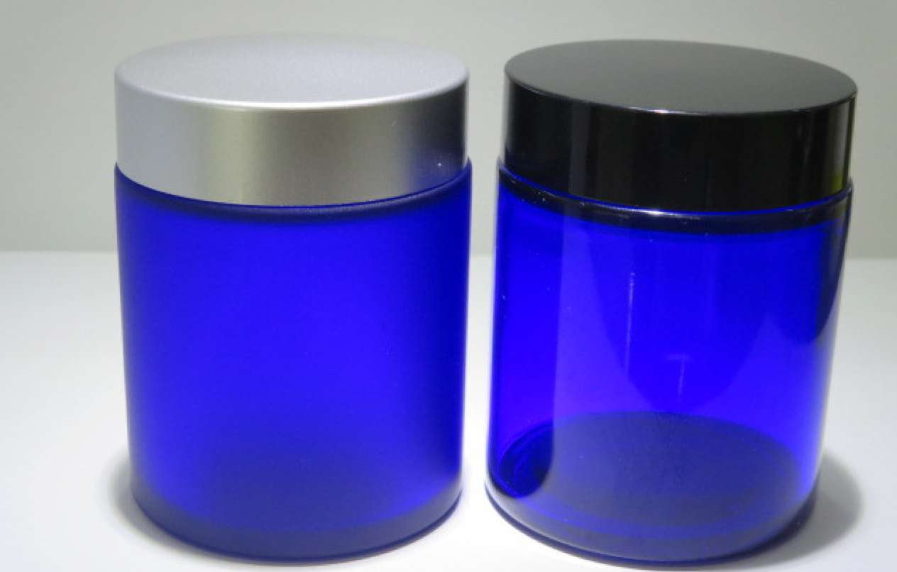 100ml cobalt blue glass cosmetic jar