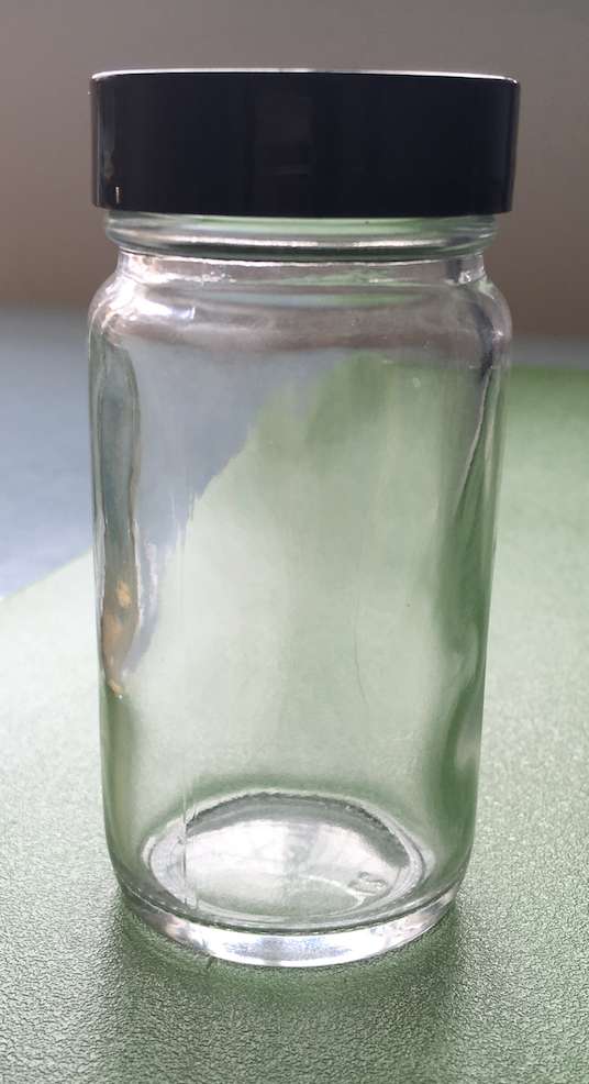 2oz 60ml Clear Round Straight Cut glass bottle with black metal lid