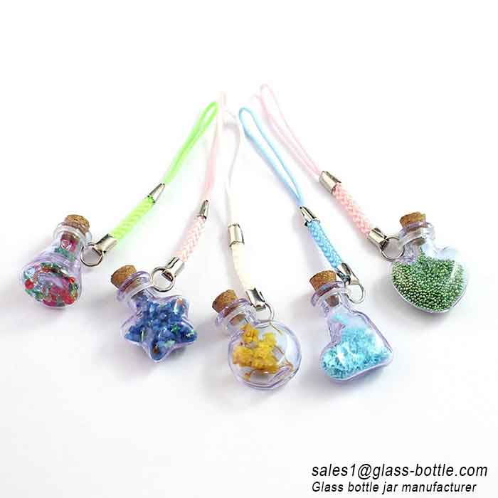 mini heart shaped glass cork bottle for DIY necklace craft