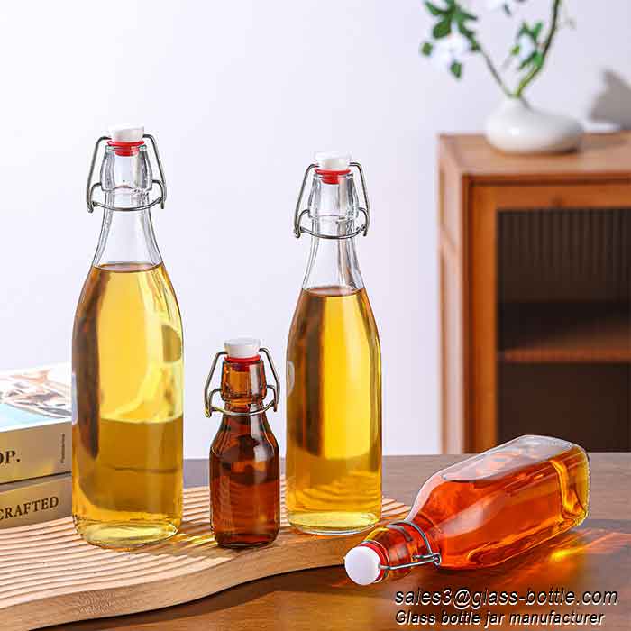 1000ml clear glass cooking olive oil bottle with flip top