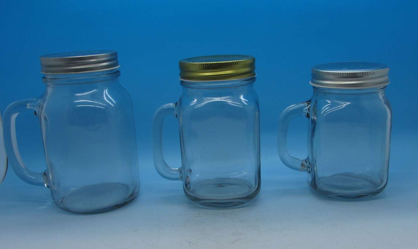 12 oz 16 oz glass mason jar with handle