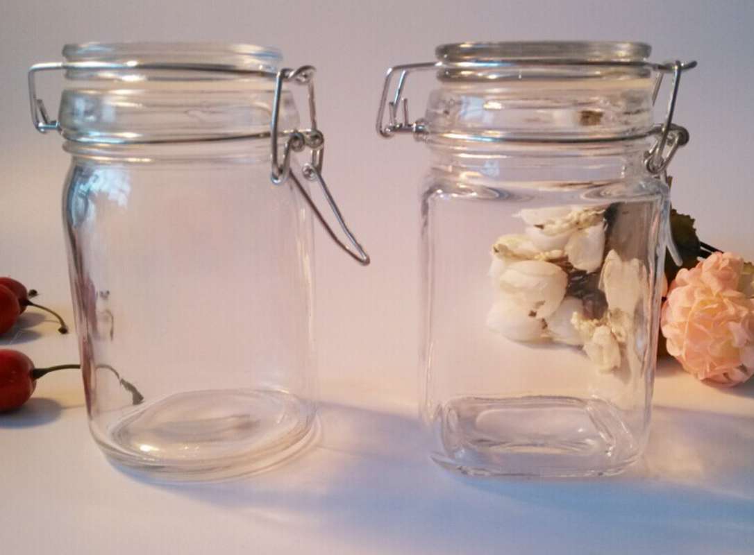 8.5oz 250ml airtight glass jar with clip top