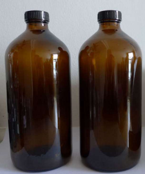 32 oz 1000ml 1L Amber Glass Boston Round Bottle