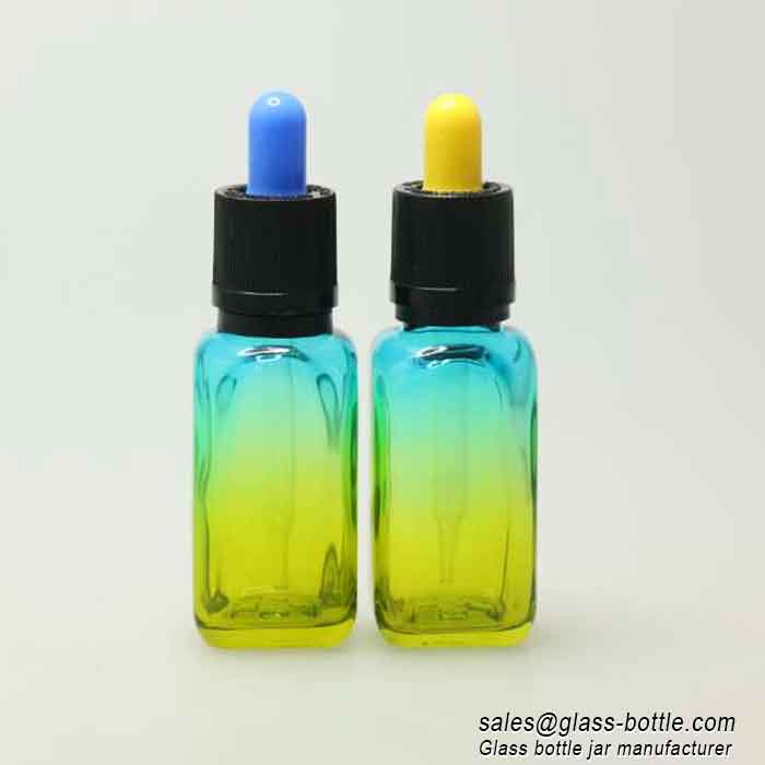 1oz square essential oil gradient color bottle with childproof cap