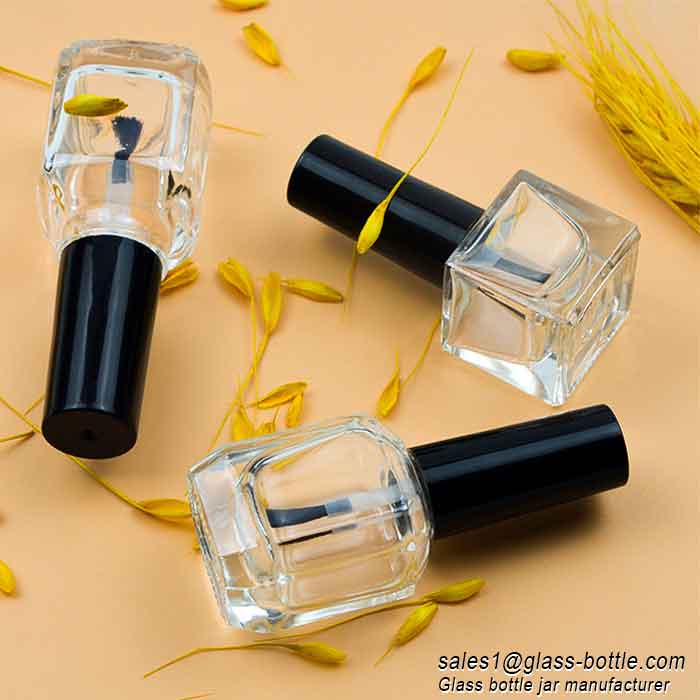 8ml square nail gel polish glass bottle with Brush