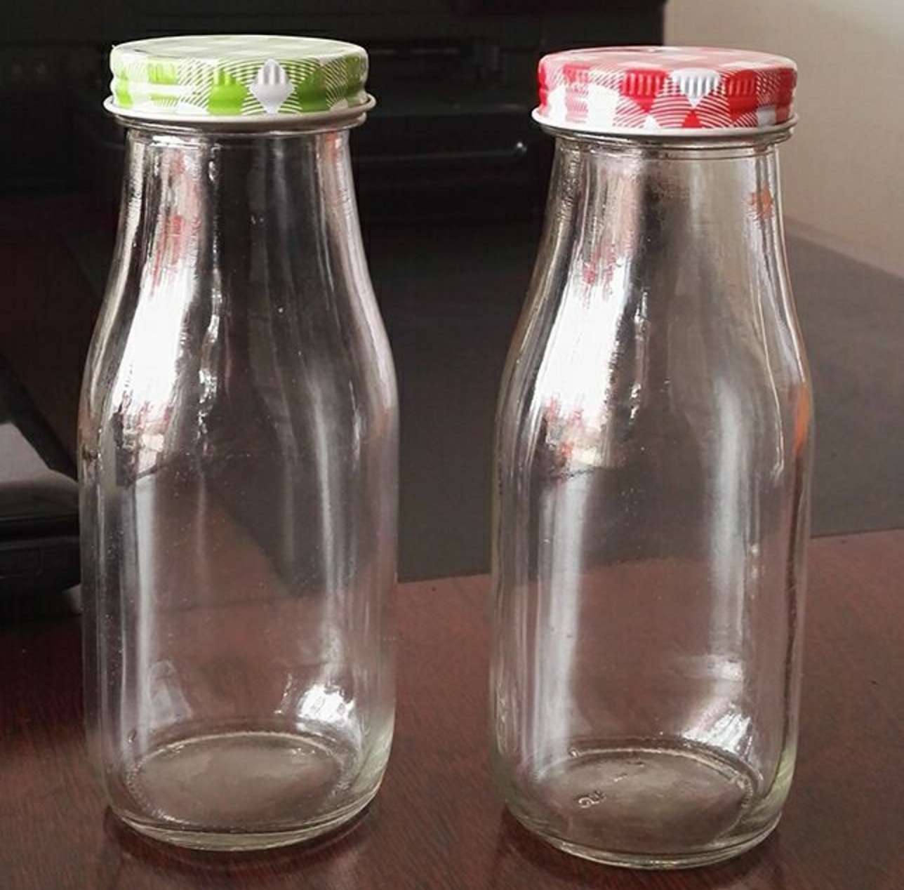 8oz empty custom clear glass milk bottles