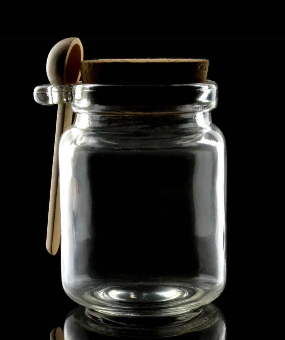 1/2 pint 250ml Glass spice salt jar with spoon and cork