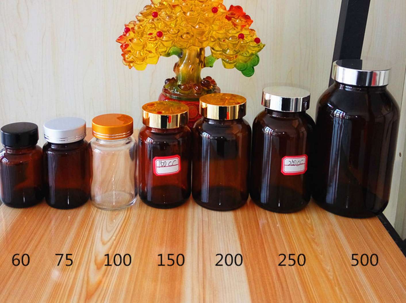 60ml capsule amber glass jar