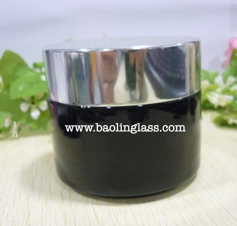 100ml skin care cream black glass jar with gold lid