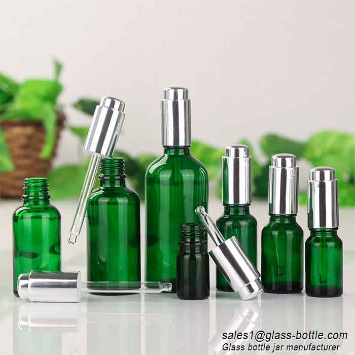 100ml green essential oil push button dropper