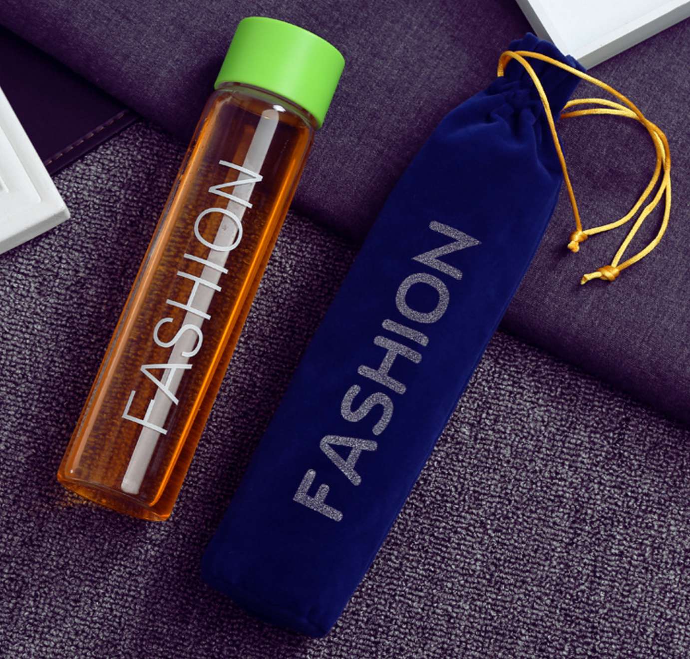 400ml Fashion cylinder voss shape glass bottle for mineral water