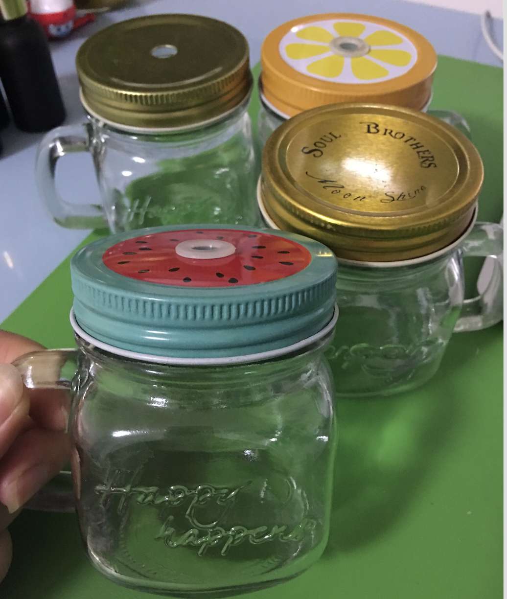 Mini 200ml mason jars with handles
