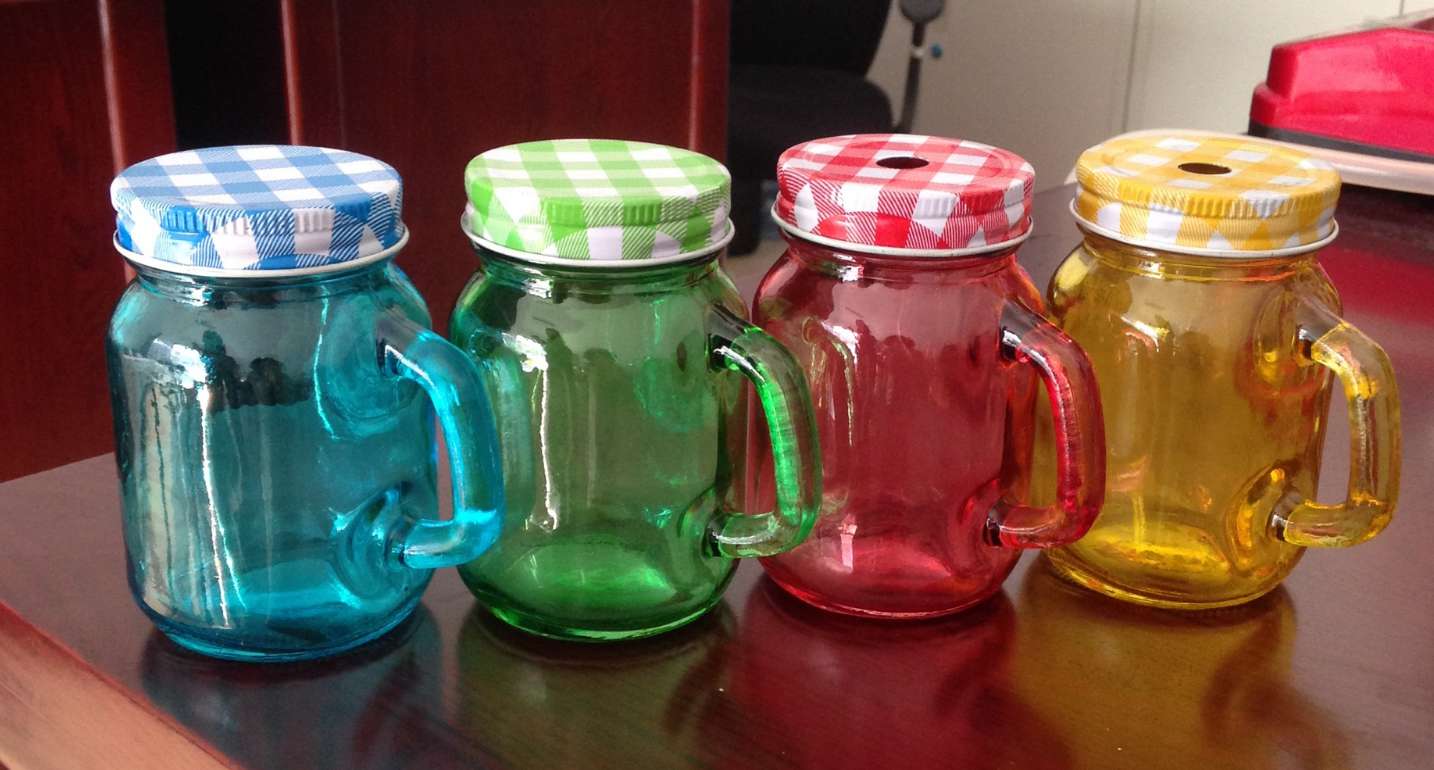 Colored 4 oz mini glass mason jar
