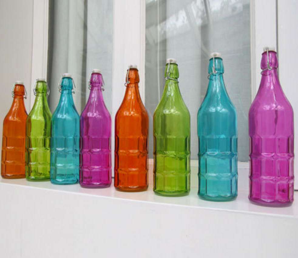 1000ml colored juice beverage bulk glass bottle with swing top lid