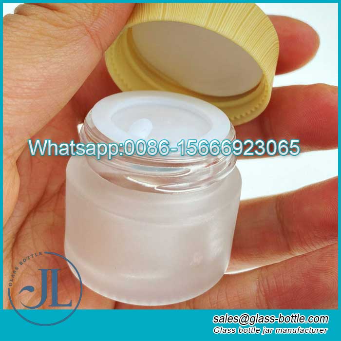 50ml skincare face cream frosted glass & bamboo jar