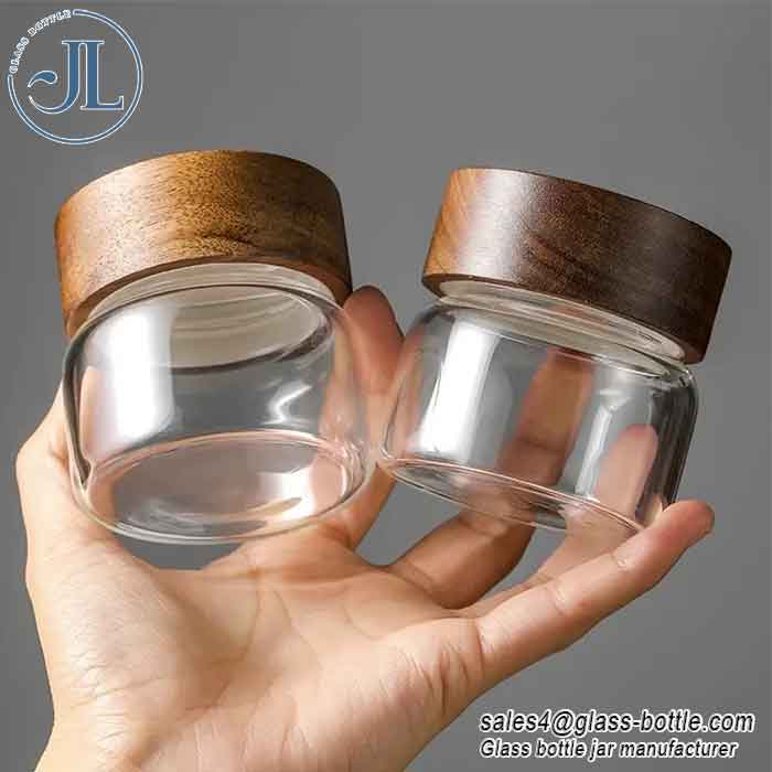 Luxury Wide Mouthed Wooden Lid Borosilicate Vessel Wholesale
