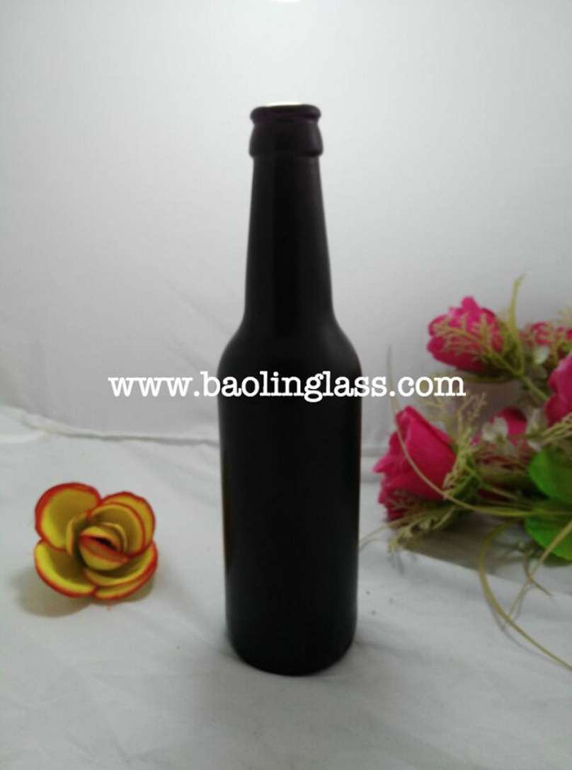 330ml matte black glass beer bottle