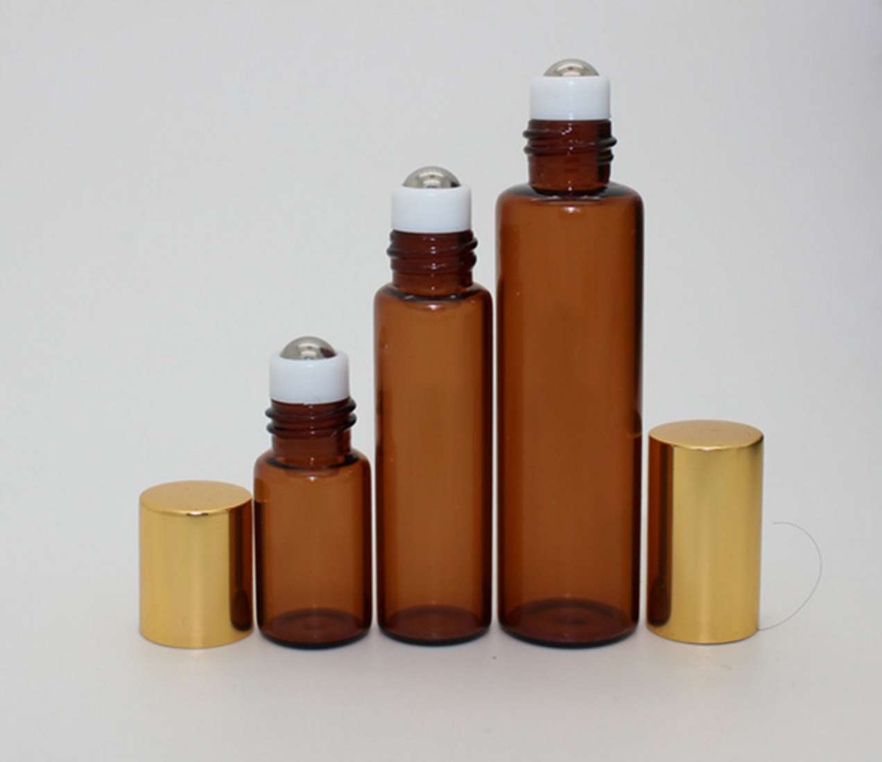 10ml Brown Amber Glass Roll On Bottle w/Stainless Steel Ball