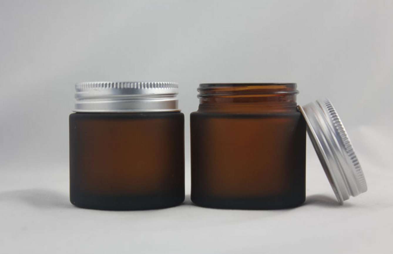 50g brown/amber frosted glass cream jar