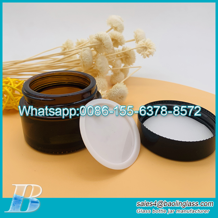 50ml Amber Cosmetic Skin Care Cream Glass Jar