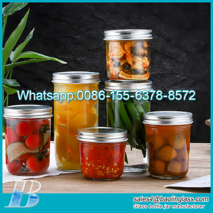 8oz kitchen glass storage jars with screw top lids