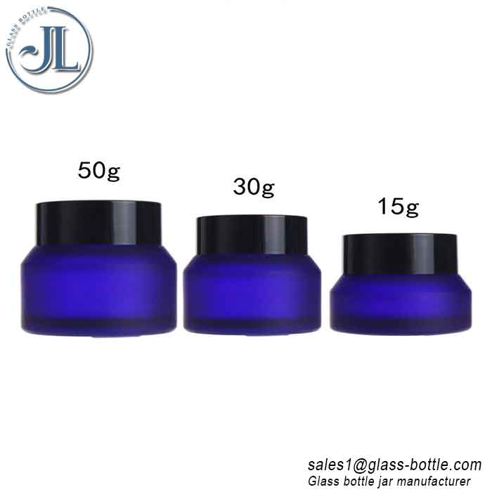 30g Blue Frosted Glass Cosmetic Cream Jars
