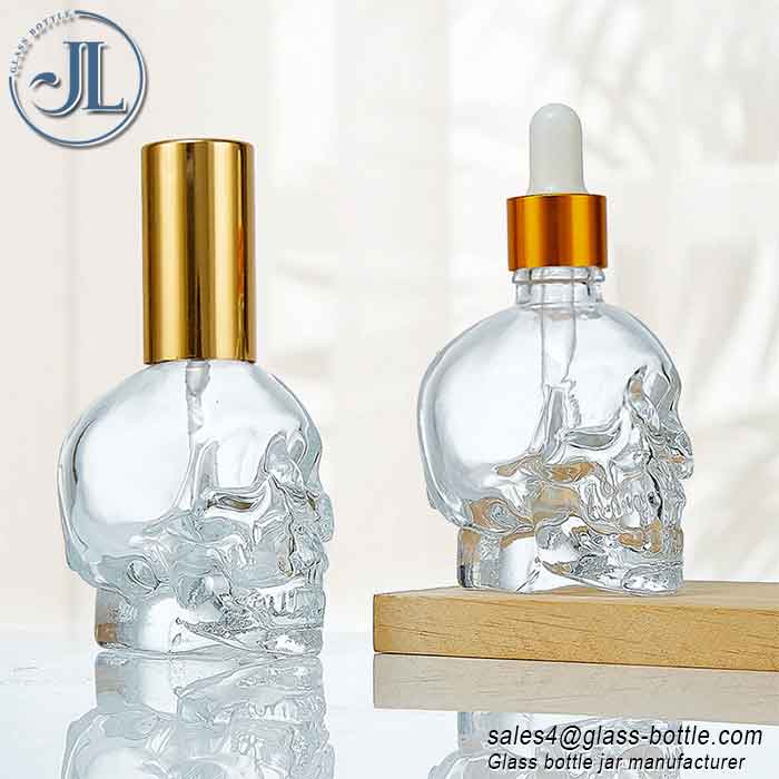 Refillable Unique Skull Cosmetic Bottle for Perfume Essential Oil