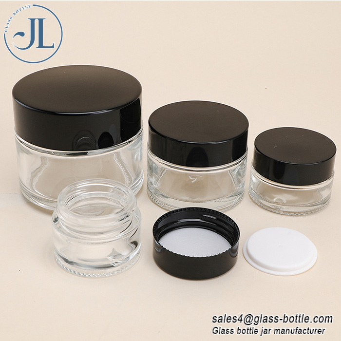 Tiny Round Clear Thick Straight Sided Glass Jars Cream Packaging Containers
