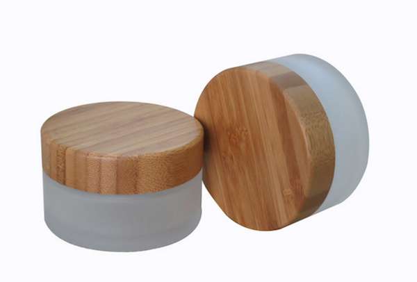 50ml frosted cosmetic jar with bamboo cap