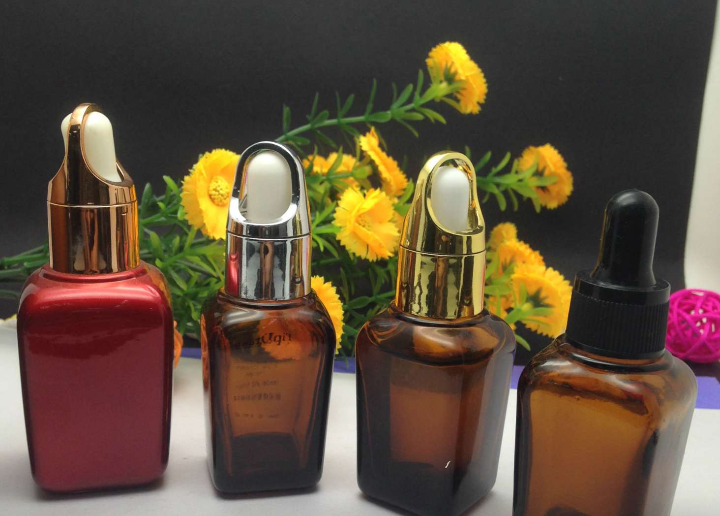 30ml cosmetic serum amber jars and bottles with dropper