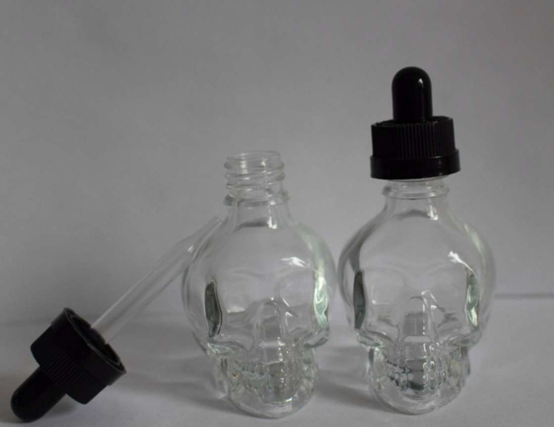 30ml skull shape glass dropper bottle for eliquid