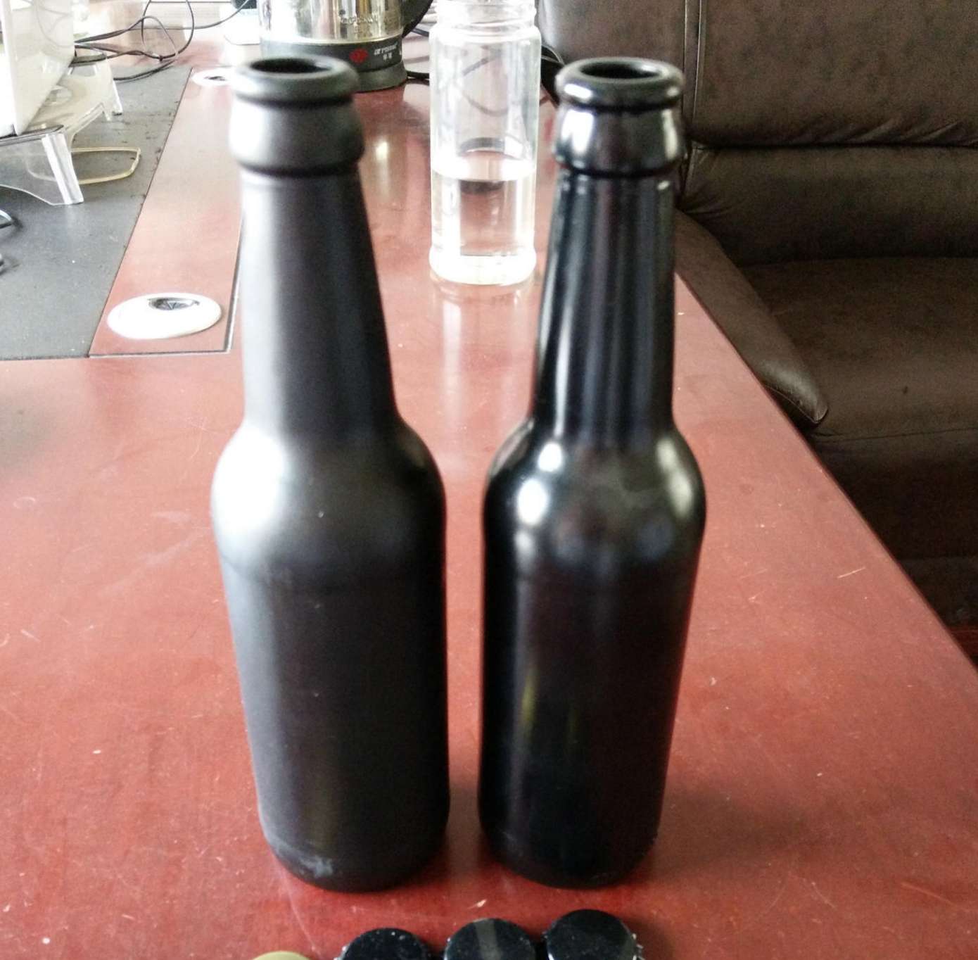 330ml black color beer bottle with crown cap