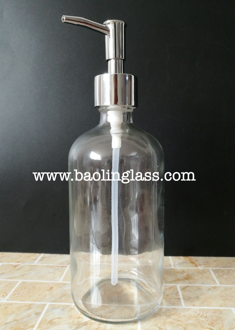 16 oz 500ml liquid soap dispenser shampoo glass bottle